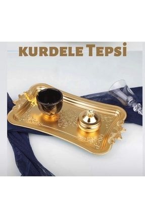 6 Adet Gold Kurdele Kahve Sunumluk Tepsi( Sert Plastik) 74902