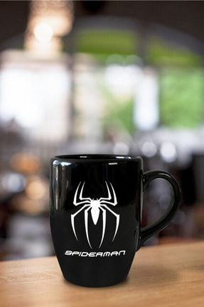 Spiderman Siyah Kupa Bardak Kahve Kupası Kahve Fincanı KUP543