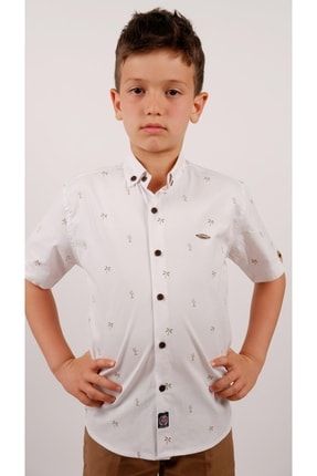 Erkek Çocuk Kısa Kol Poplin Desenli Gömlek SRN-0106