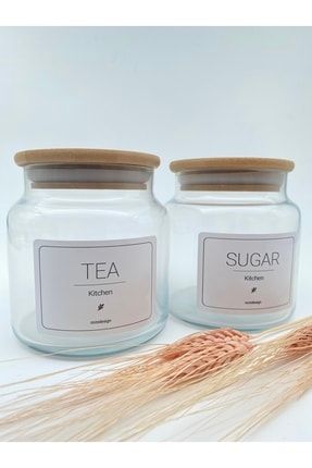 Bambu Kapak Cam Çay-şeker Kavanozu 500ml (tea-sugar) zeze000453