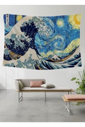 Duvar Örtüsü Kanagawa Yıldızlı Gece Van Gogh Ev Yaşam Duvar Dekor Ev Dekor Duvar Halısı K4567930