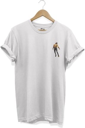 Beyaz Unisex Yükselen Adam Baskılı Kısa Kollu T-shirt TB0BT027