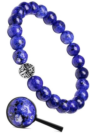 Sertifikalı Gümüş Aparatlı Fasetli Doğal Lapis Lazuli Taşı Bileklik MPU23568