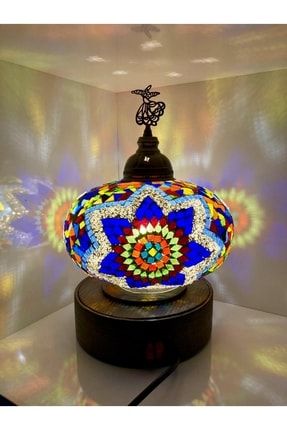 Cam Mozaik Döner Mekanizmalı Dekoratif Masa Lambası Gece Lambası tur03