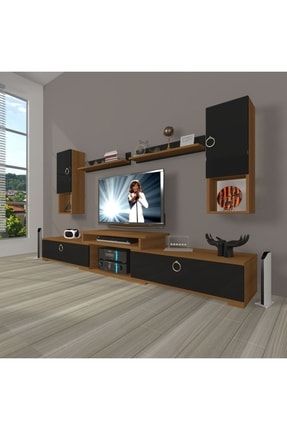 Flex 5da Mdf Gold Tv Ünitesi Tv Sehpası - Ceviz - Siyah FLEX-5DA-GOLD