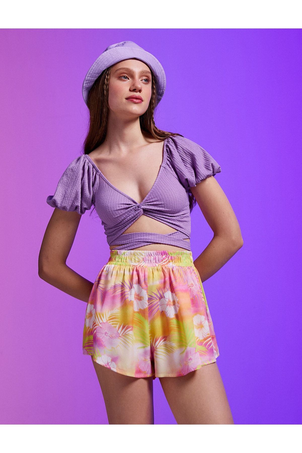 Koton T-Shirt Lila Regular Fit