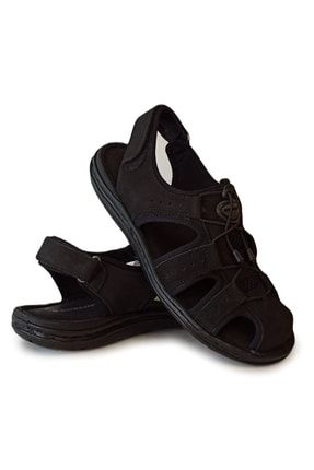 Hakiki Deri Günlük Confort Sandalet Ayakkabı Siyah 47855