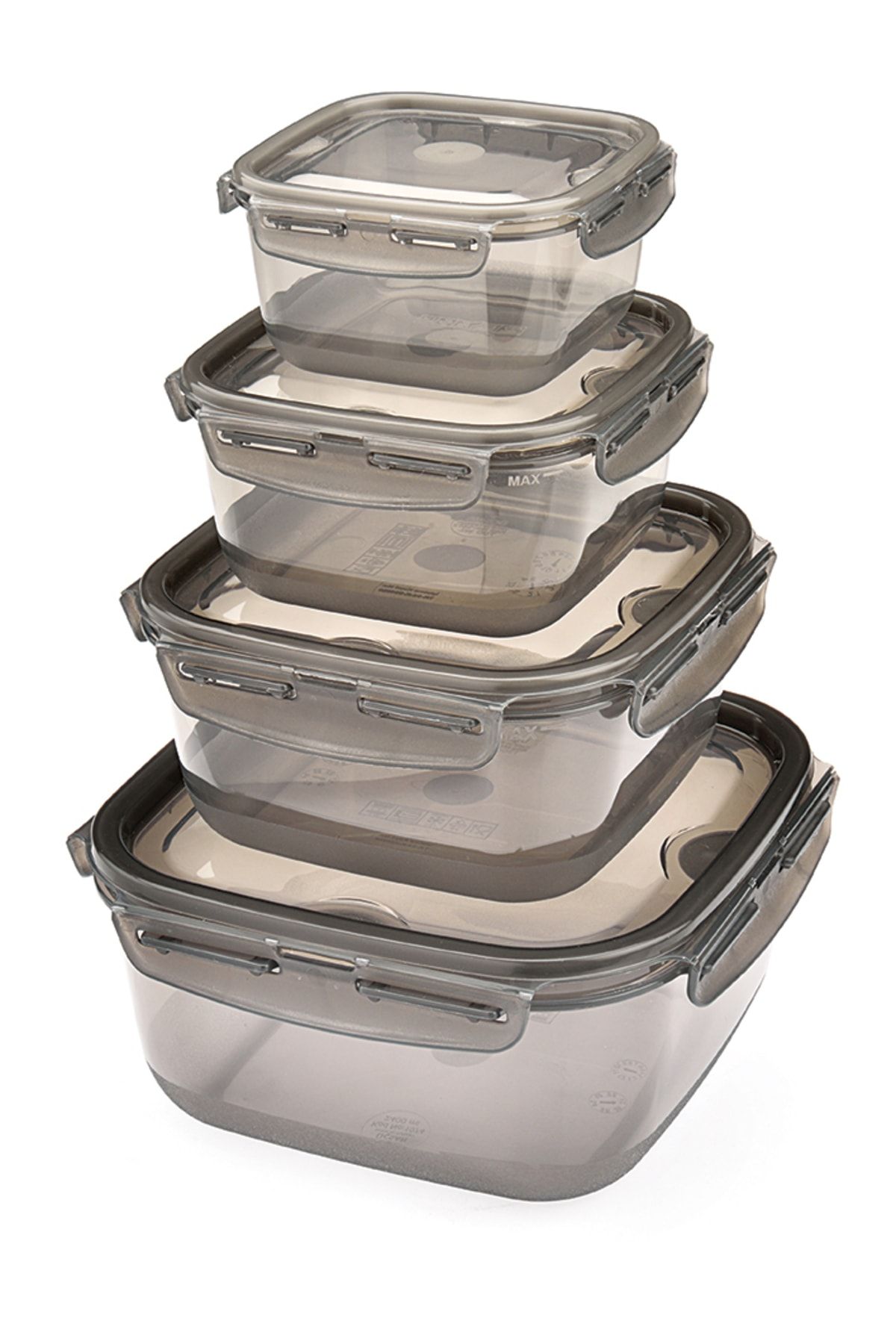 Melkan Home-Locked & Lid Storage Container Set of 4 Smoked Storage Container Set & Square Storage Container Set 3