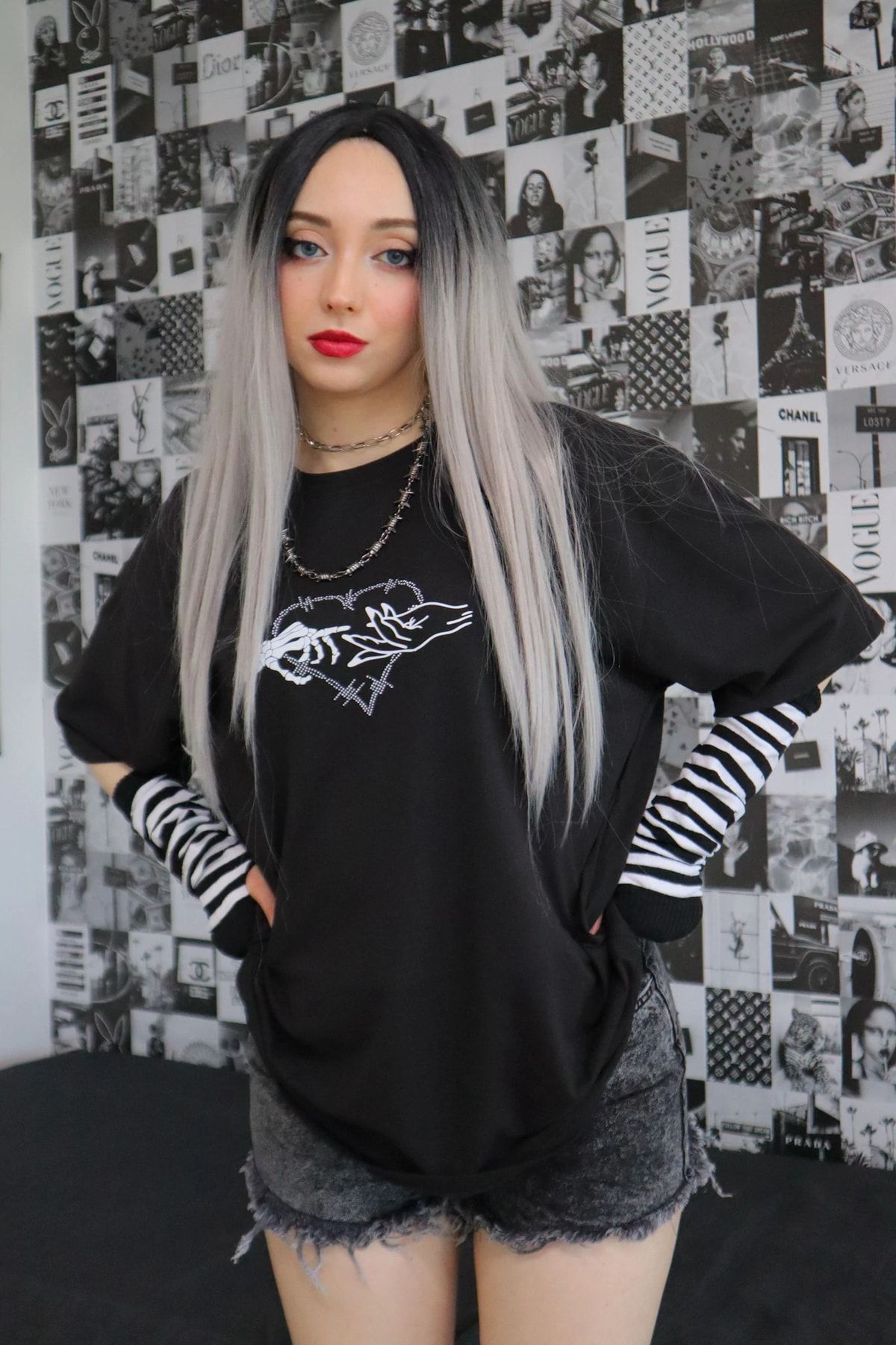 EFBUTİK-Black Unisex Spiky Heart Michelangelo T-shirt 2