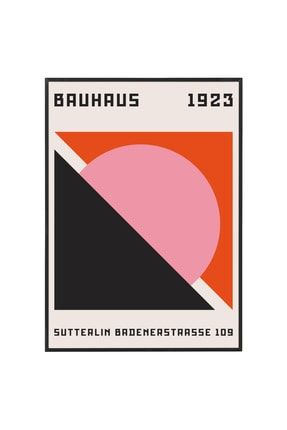 Siyah Çerçeveli Bauhaus Pembe Sergi Afişi 1923 Koleksiyon No:4