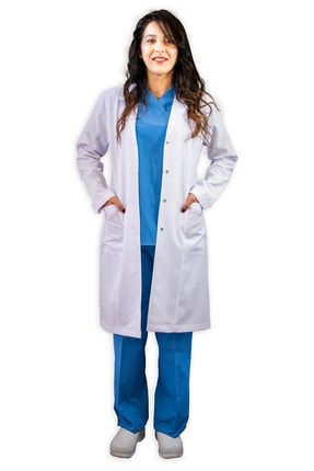 Gömlek Yaka Uzun Boy Beyaz Bayan Doktor Öğretmen Hemşire Laboratuvar Önlüğü 100100230