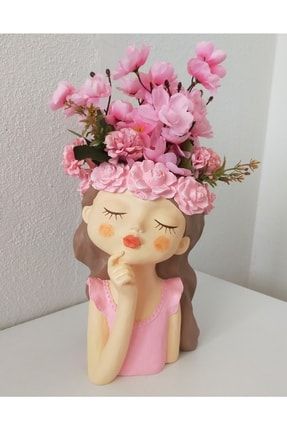 Pembe Çiçekli Kız Vazo-saksı 70102