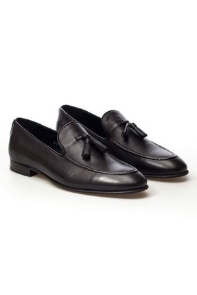 Siyah Püskül Detaylı Hakiki Deri Bağcıksız Erkek Klasik Ayakkabı • A20eymcm0021 A20EYMCM0021