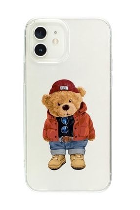 İphone 12 Uyumlu Mini Teddy Bear Premium Şeffaf Silikon Kılıf Uyumlu apple 12 mini dsn