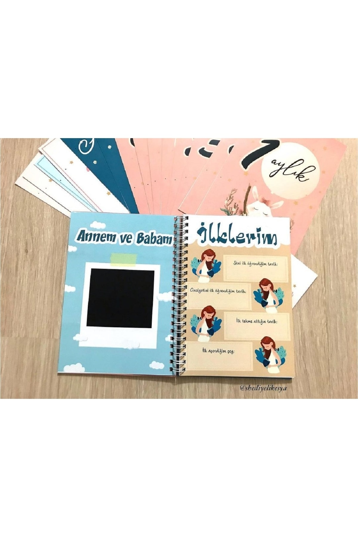 sandal hediyelik Hamilelik Ve Anne Bebek Günlüğü / Bebek Anı Defteri / Anı Kartları Hediye / Kişiye Özel Tasarım fotoğrafı 7 (önizleme)