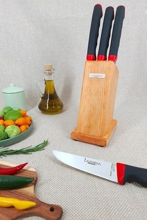 Soft Grip 6 Parça Mutfak Bıçak Seti Stant Et Ekmek Sebze Meyve Bıçak ( Abs Kaymaz Sap ) YNMD4
