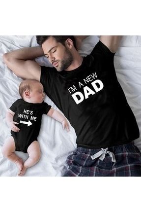 New Dad Baba Bebek Siyah Tshirt Zıbın(tekli Üründür Kombin Yapmak Için 2 Adet Sepete Ekleyiniz) NEW DAD KOMBİN