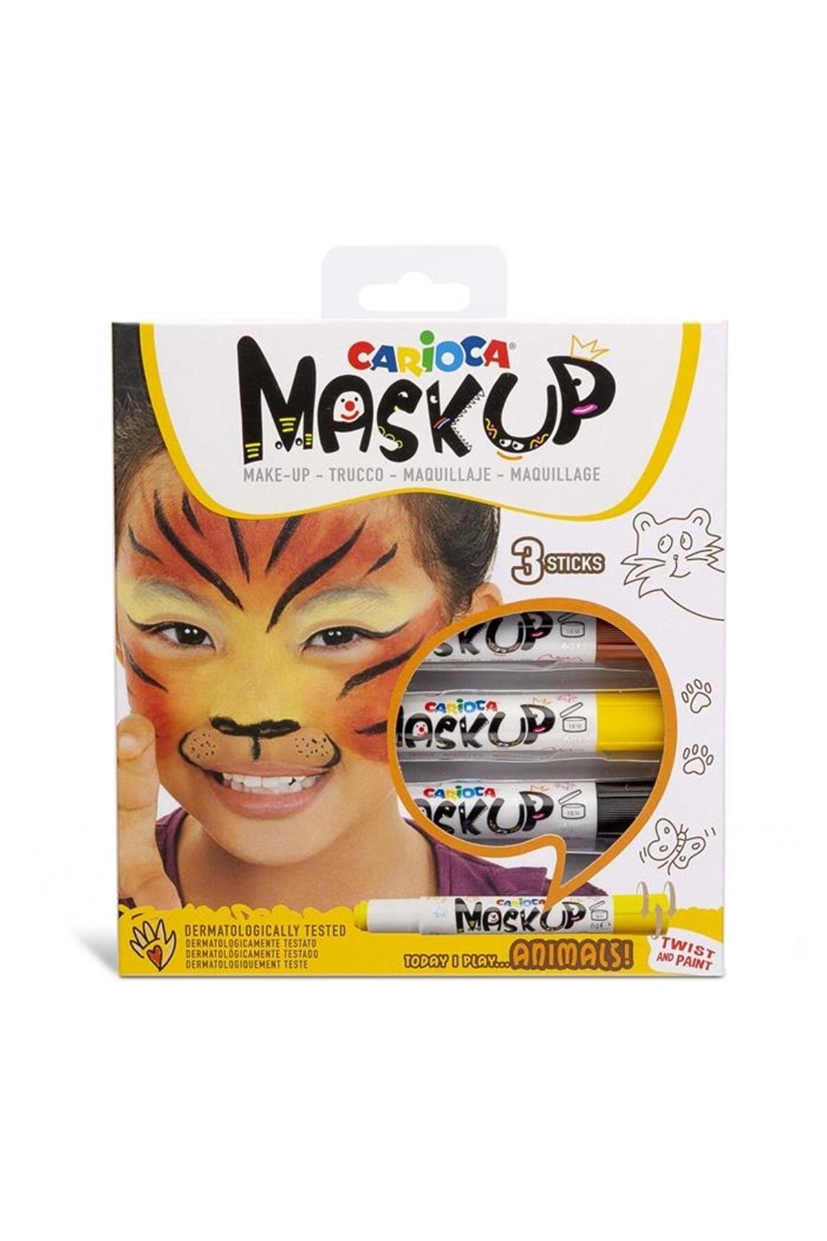وسایل رنگ آمیزی سفید ماسک Up Face Paint Animals 3 Carioca