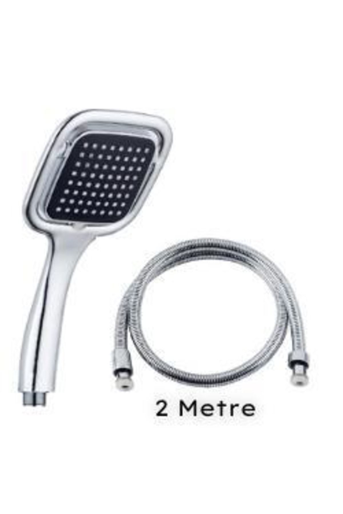 Black Square Bathroom Shower Set 2 Meters Shower Hose And Head Set