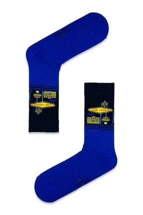 Las Vegas Tasarımlı Renkli Çorap SKT-U1212