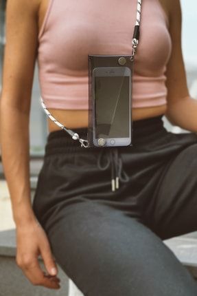 Jellyfon Askılı Telefon Çantası Duman Gri - Unisex Erkek Kadın Minimal Hediye Tasarım Şeffaf Renkli JF10