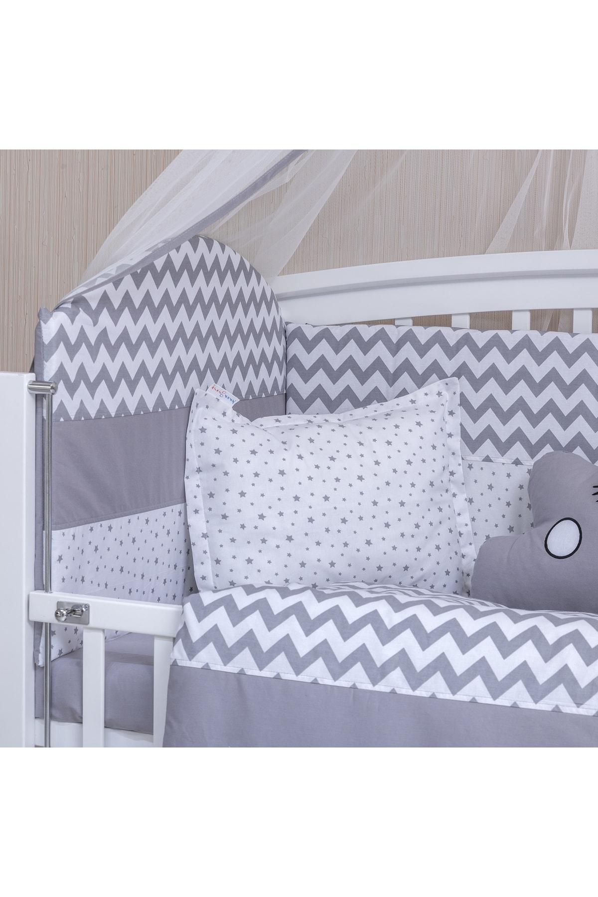 Mini Baby Bebek Uyku Seti 60x120 Cibinliksiz Figürlü Gri fotoğrafı 3 (önizleme)