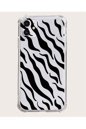 Iphone 11 Uyumlu Kılıf Zebra Desenli Köşeli BA-Köşeli-Baskı-ip11