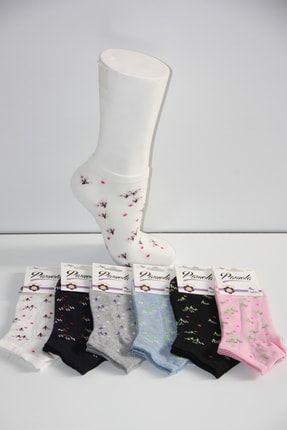 Kadın 6'lı Kokulu Çiçek Desenli Patik Çorap TYC00470848747