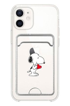 Uyumlu Iphone 11 Kılıf Şeffaf Kartlıklı Snoopy Desenli Silikon Kapak Kılıf HC-ŞeffafKartlıkBaskı-ip11