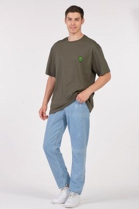 Unisex (erkek -kadın) Oversize T-shirt Haki (yeşil) Sevimli Kuru Kafa 2711201611