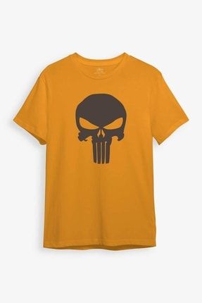 Punisher Marvel Baskılı Sarı Unisex Tişört RTH1199
