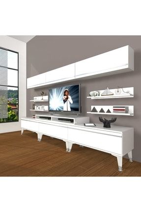 Ekoflex 8y Mdf Silver Tv Ünitesi Tv Sehpası - Parlak Beyaz EKOFLEX-8Y-MDF-SILVER