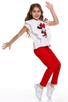 Minnie Mouse Baskılı Kız Çocuk Yazlık 2'li Alt Üst Takım TKMC210612
