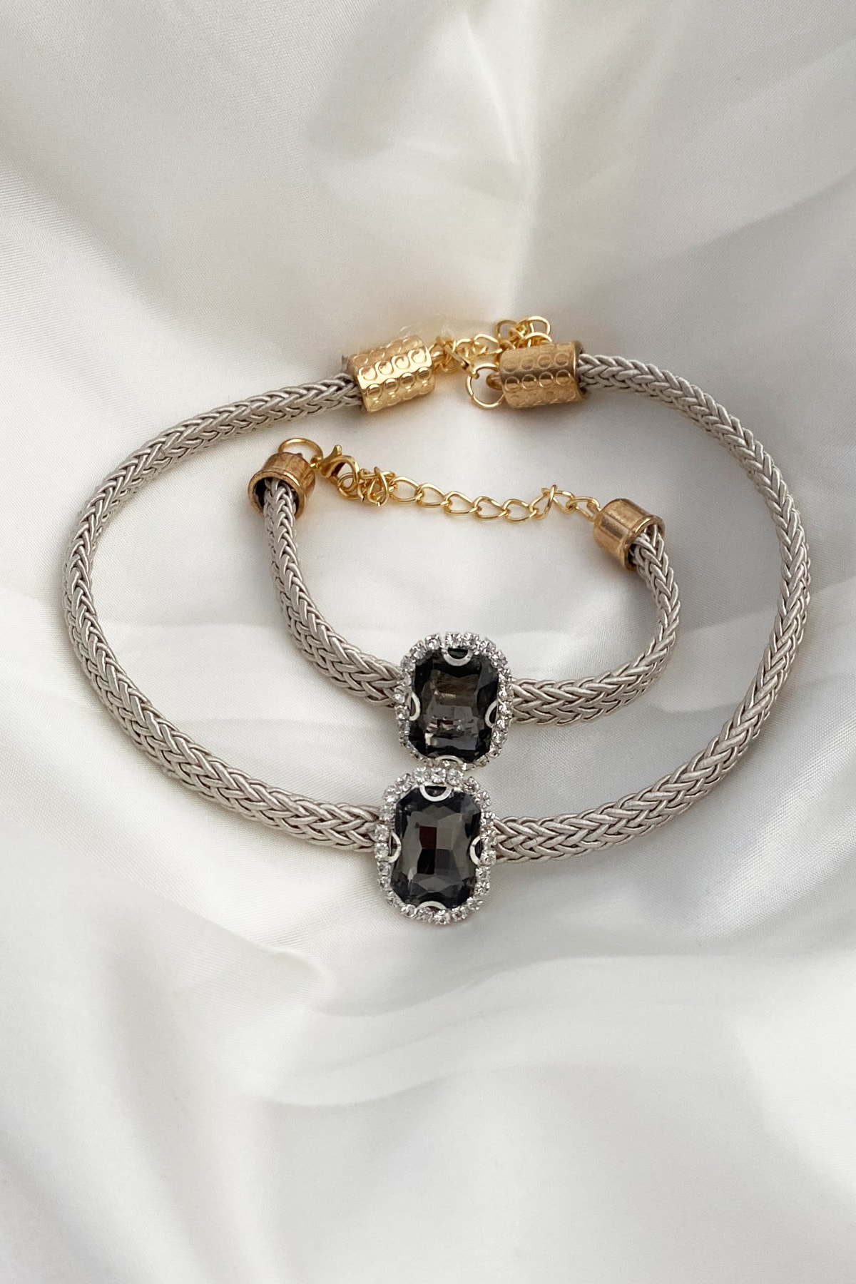 Kristal Taşlı Kolye Bileklik Set