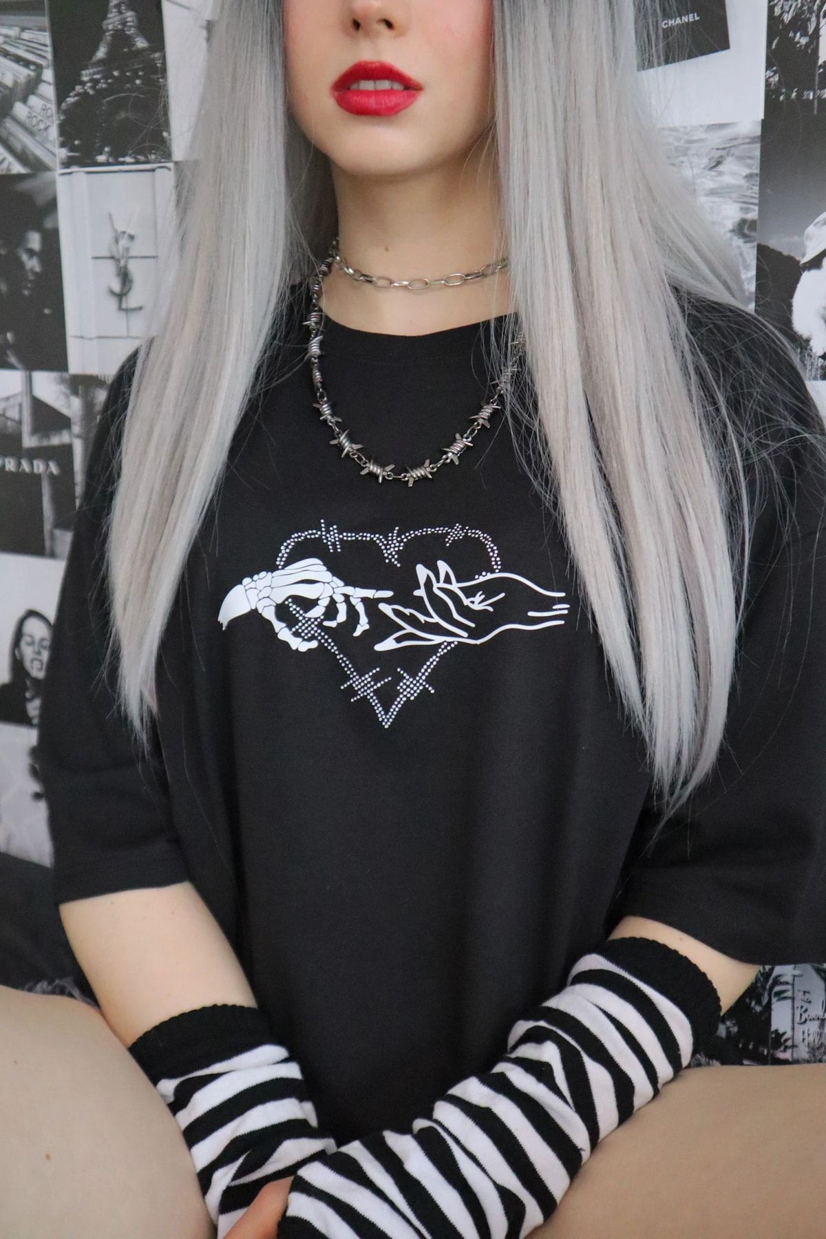 EFBUTİK-Black Unisex Spiky Heart Michelangelo T-shirt 1