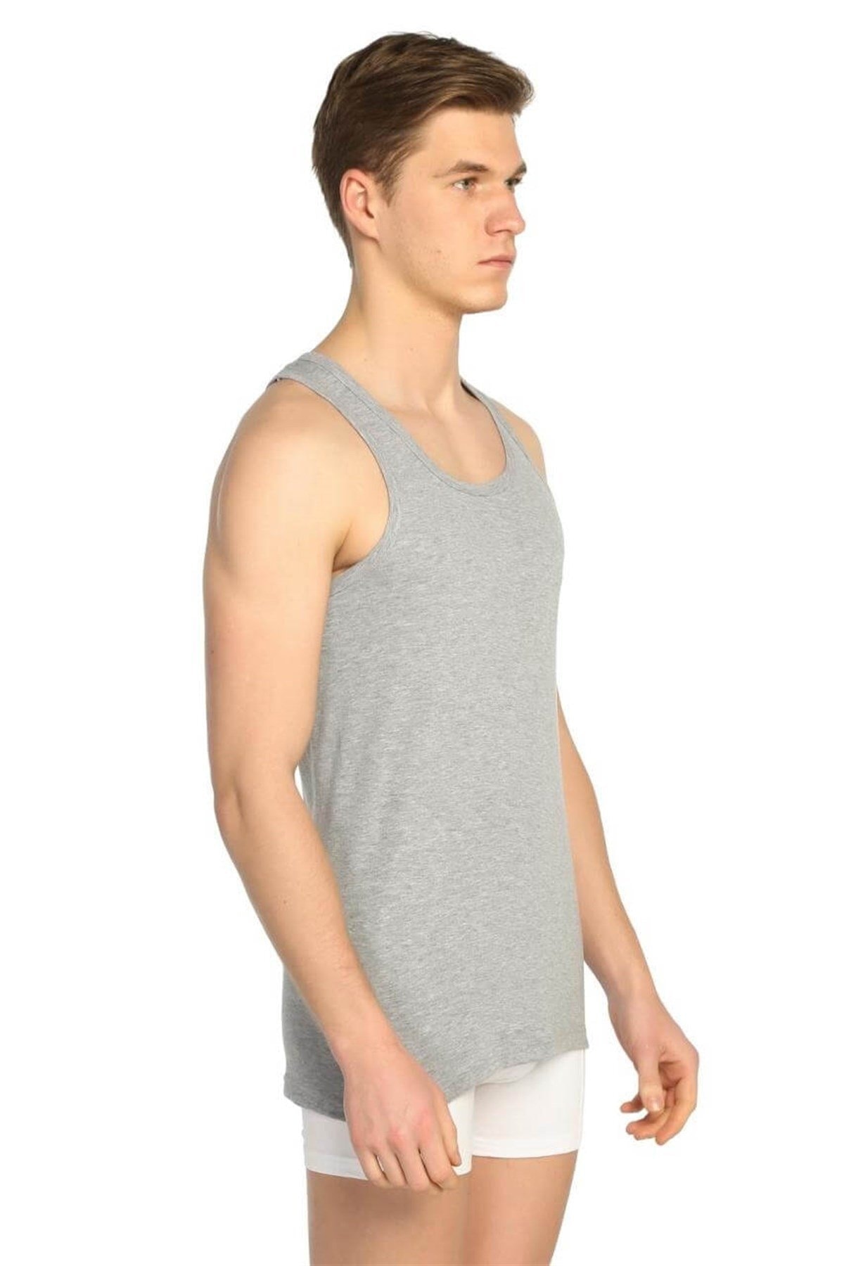 5-Piece 0118 Men's Rib Sports Singlet Black, White, and Gray