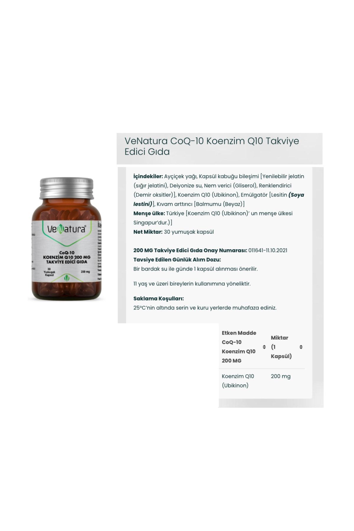 VeNatura-Coenzyme Q10 200 Mg - 30 Soft Capsule and Grape Seed Extract Multi 200 Ml 2