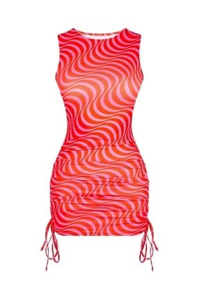 Elbise Kırmızı Pembe Spiralli LV190100