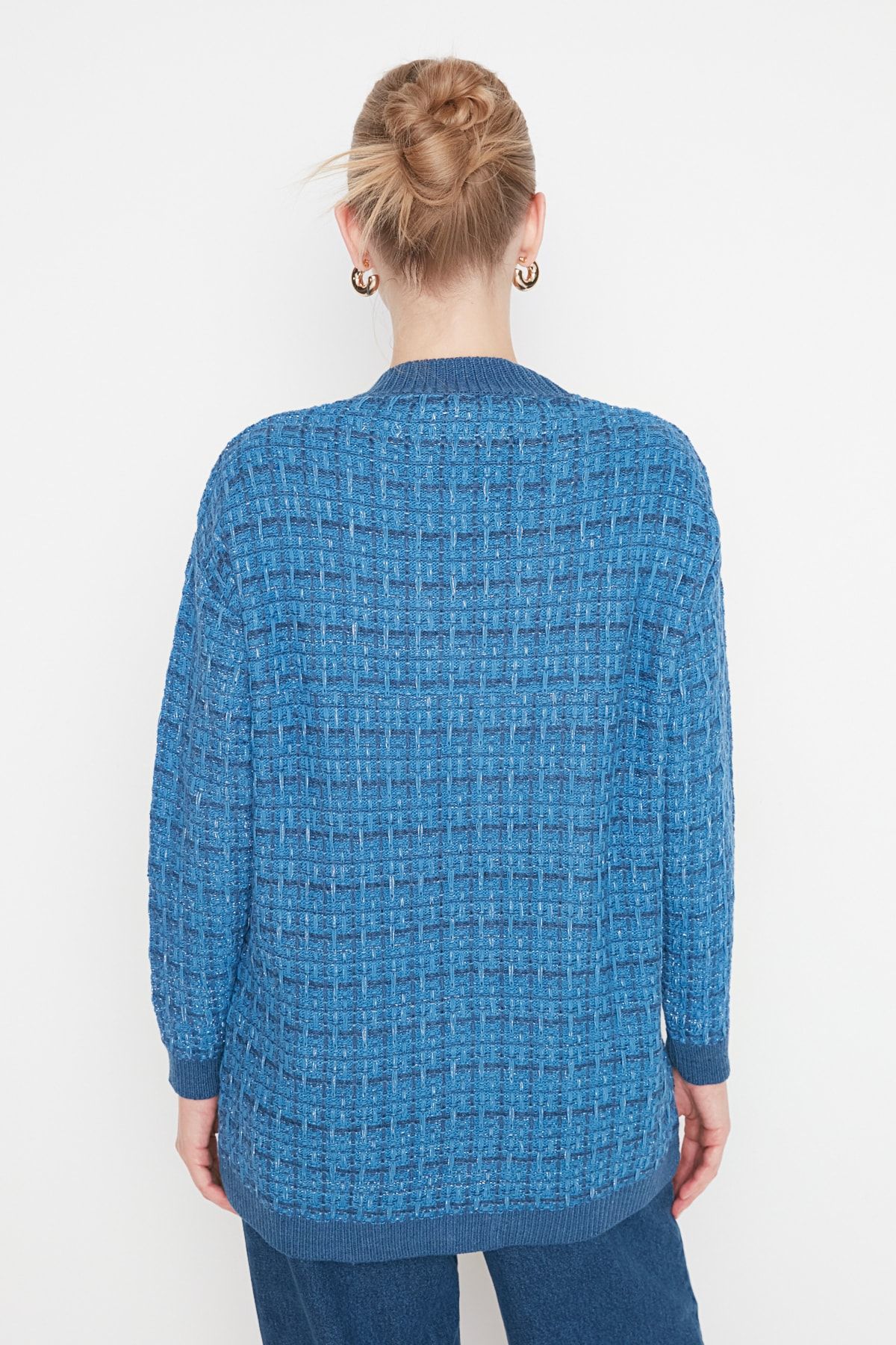 Trendyol Collection Strickjacke Dunkelblau Oversized Fast ausverkauft