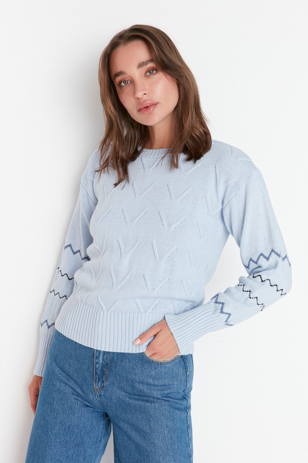 Trendyol Collection Pullover Blau Regular Fit