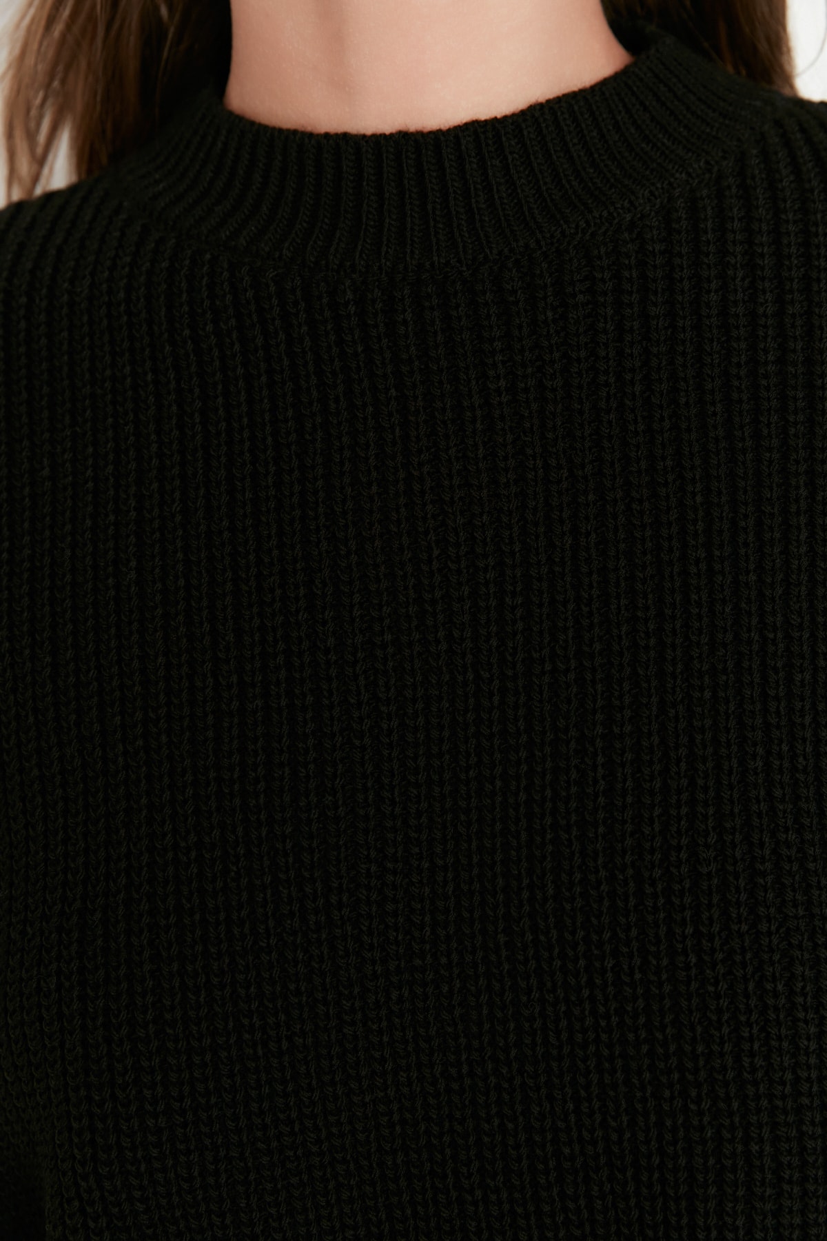 Trendyolmilla  Siyah Geniş Kalıp Basic Triko Kazak TWOAW23KZ01448 - Görsel 9