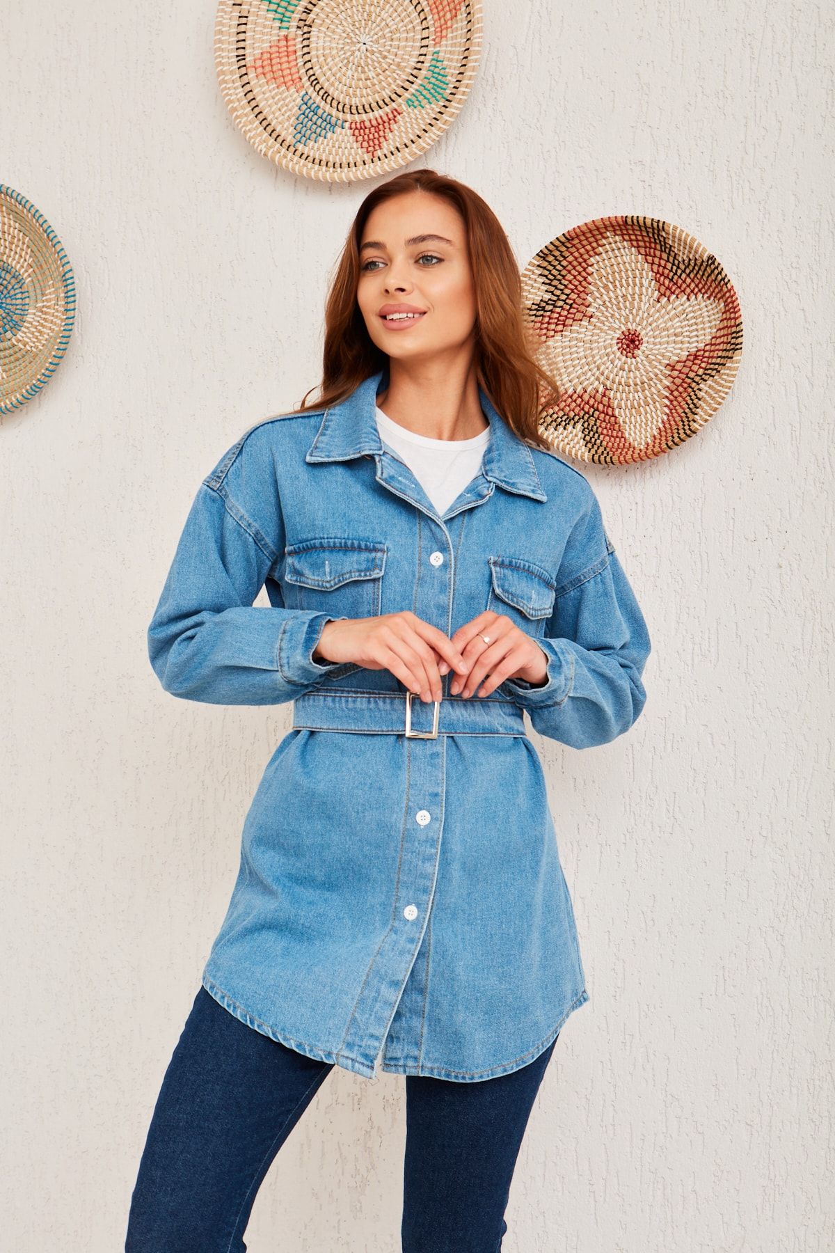 Denim cheap jacket belt