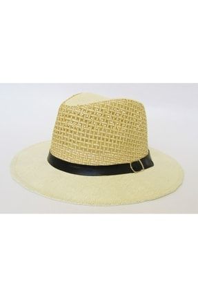 Unisex Krem Geniş Kenarlı Fötr Panama Şapka 6396