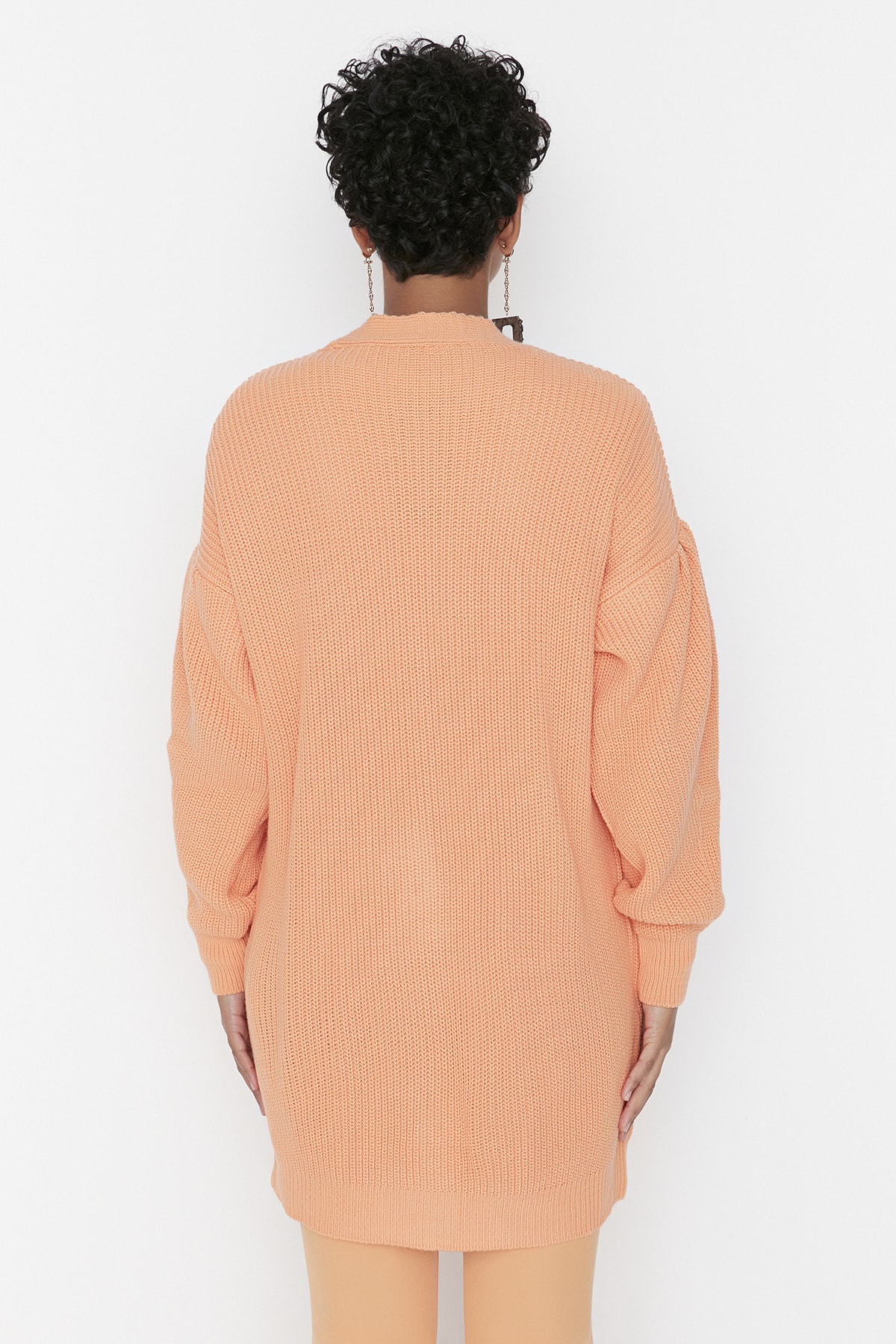 Trendyol Modest-Pulover tricotat Thessaloniki cu buzunar și nasturi portocaliu deschis TCTAW23HI00026 5