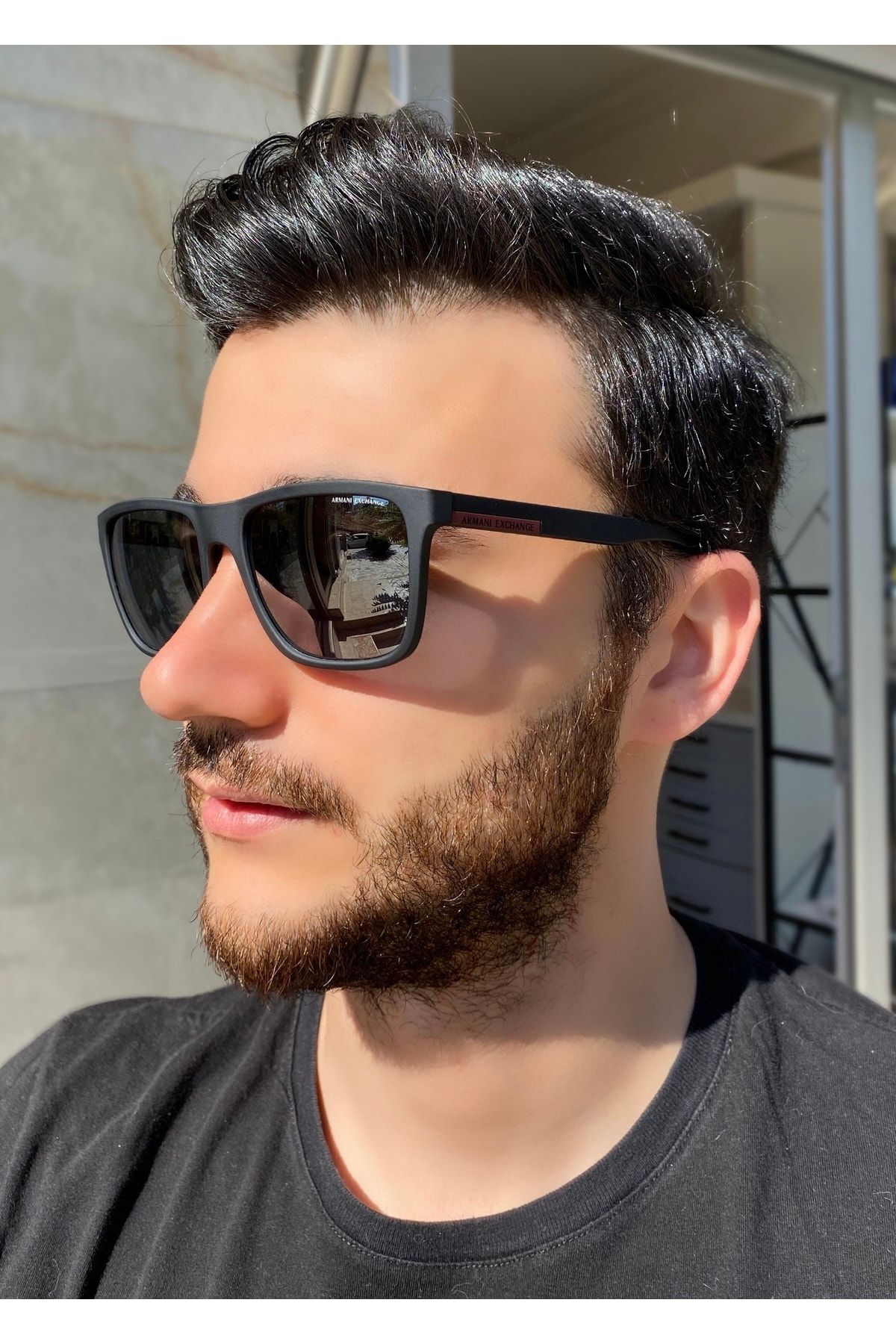 Armani Exchange Arman Exchange Men s Black Sports Sunglasses Ax4080s 80786g 57 19 145 Trendyol