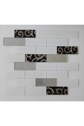 Mutfak Tezgah Arası Ve Iç Dekorasyon Için Beyaz, Siyah, Gümüş Kristal Cam Mozaik KM36984BSG
