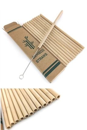 Doğal Bambu Pipet Organik Vegan Pipeti 10 Adet Bambu Pipet Ve Temizleme Fırçası 278678kb