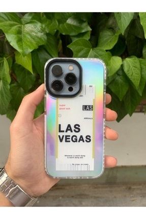 Iphone 13 Pro Uyumlu Las Vegas Bilet Desenli Hologramlı Darbe Emici Kılıf IPH13PROHOLOGRAM