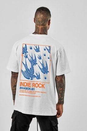 Unisex Indie Rock Baskılı Oversize T-shirt AYM24257
