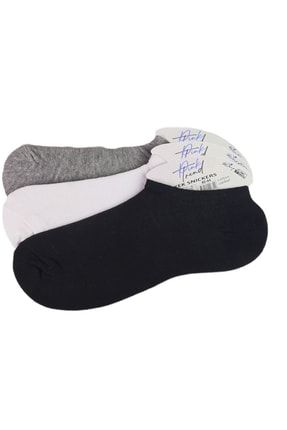 Erkek Yazlık Siyah-beyaz-gri Pamuk Snickers Görünmez Çorap 3 Adet PTK65022